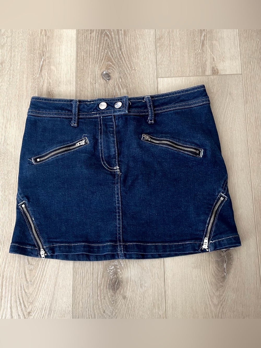 Topshop Dark Blue Denim Mini Skirt